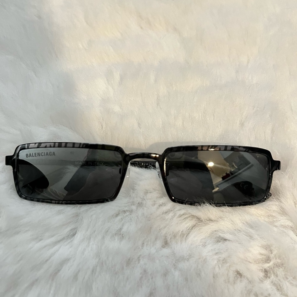 Balenciaga Grey Zebra-print rectangle sunglasses